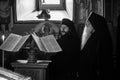 Monastic life of the hermit old monks in the orthodox church in Roumania , priest praying in solitude