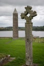 Monastic site at Devenish Island, County Fermanagh, Northern Ireland Royalty Free Stock Photo