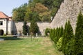 The monastic wall in the orthodox monastery Jazak in Serbia Royalty Free Stock Photo