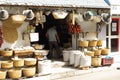 Monastir, Tunisia, Africa - August, 2012: Market stalls with spices and nuts in baskets in the medina of Monastir Royalty Free Stock Photo