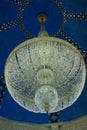 Monastir, Tunisia, Africa - July, 2012: Inside the mausoleum of Habib Bourguiba. Crystal chandelier on the ceiling Royalty Free Stock Photo