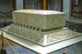 Monastir, Tunisia, Africa - July, 2012: Inside the mausoleum of Habib Bourguiba, Marble coffin Royalty Free Stock Photo