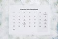 Monatskalender November 2020. Translation: Monthly November 2020 calendar Royalty Free Stock Photo