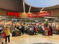 View on store front of Rewe city market in german shopping mall Royalty Free Stock Photo