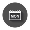 Monday calendar page pictogram icon.