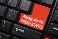 Monday are For Fresh Starts write on keyboard isolated on laptop background Royalty Free Stock Photo