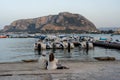 Mondello Motorboat Marina on Sicily Royalty Free Stock Photo