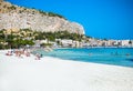 Mondello white sand beach in Palermo, Sicily.