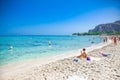 Mondello white sand beach in Palermo, Sicily. Italy.