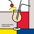 Pina colada cocktail in Poco Grande hurricane glass with drinking straw, garnish with pineapple wedge, maraschino cherry. Royalty Free Stock Photo