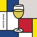 White wine glass. Modern style art with rectangular shapes. Royalty Free Stock Photo