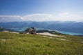 The Mondsee in Austria seen from high mountain Schafberg