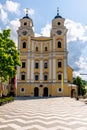 Exterior view of the yellow baroque faÃÂ§aded parish church, Basilica of Saint