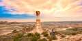 Monegros desert sandstone and woman on mountain bike