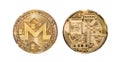 Monero Coin Front and Bank Isolated Royalty Free Stock Photo