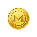 Monero crypto currency. Golden monero coin icon