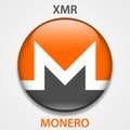 Monero cryptocurrency blockchain icon. Virtual electronic, internet money or cryptocoin symbol, logo