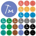 Monero cryptocurrency mining round flat multi colored icons