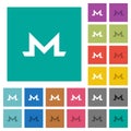 Monero digital cryptocurrency square flat multi colored icons