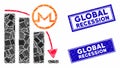 Monero Falling Acceleration Graph Mosaic and Grunge Rectangle Stamps