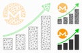 Monero Growing Graph Trend Vector Mesh Carcass Model and Triangle Mosaic Icon