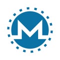 Monero icon. Blue vector sketch.