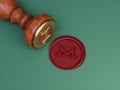 MoneroCrypto Letter M Signature Royal Approved Official Wax Seal 3D Illustration