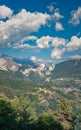 Moneta castle with Apuan Alps and Carrara marble quarries Royalty Free Stock Photo