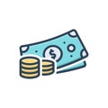 Color illustration icon for Monetary, pecuniary and fiscal