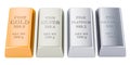 Monetary metals ingots, 3D rendering Royalty Free Stock Photo