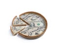 Monetary pie concept showing budget items as pieces of the whole Royalty Free Stock Photo