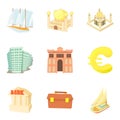 Monetary value icons set, cartoon style