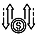 Monetization process icon, outline style