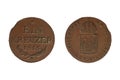 1 Kreuzer 1816 B Franz I. Austrian Empire Coin. Obverse Crowned Shield. Reverse