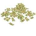 Set of money. Packing in bundles of bank notes. Isolated on white background.