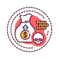 Money addiction color line icon. Physical or emotional dependence on earning, spending and having money. Pictogram for web page, Royalty Free Stock Photo