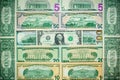 money american hundred dollar bills Pile of various currencies Royalty Free Stock Photo