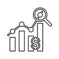 Money Analytics icon. Line, outline symbol