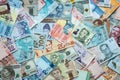 Money from around the world, various currencies Royalty Free Stock Photo