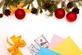 Money as a gift for Christmas Royalty Free Stock Photo