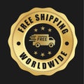 Free Shipping Worldwide vector logo. Worldwide Shipping Badge Royalty Free Stock Photo