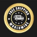 Free Shipping Worldwide vector logo. Worldwide Shipping Badge Royalty Free Stock Photo