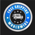 Free Shipping Worldwide vector logo. Worldwide Shipping logo Royalty Free Stock Photo
