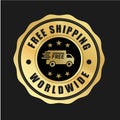 Free Shipping Worldwide vector logo. Worldwide Shipping Badge Royalty Free Stock Photo