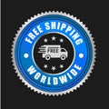Free Shipping Worldwide vector logo. Worldwide Shipping Badge Royalty Free Stock Photo