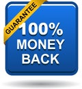 Money back button web icon blue