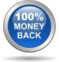 Money back button web icon blue