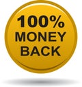 Money back button web icon golden