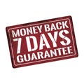 Money back 7 days guarantee dirty rusty metal icon plate sign Royalty Free Stock Photo