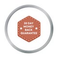 Money back guarantee icon in cartoon style isolated on white background. Royalty Free Stock Photo